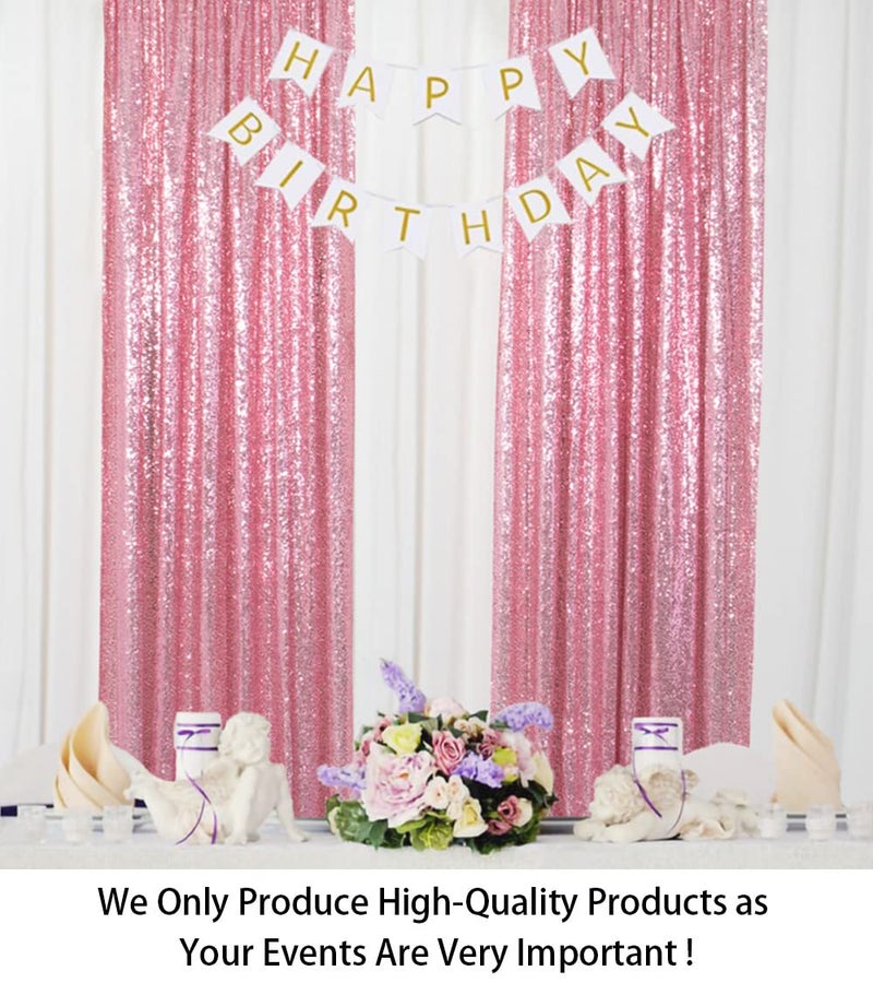 ShinyBeauty Sparkle Backdrop Curtain Fuchsia Pink 2 Panels Set Sequin Photo Backdrop 2FTx8FT Sequin Backdrop Curtain Pack of 2 - Image 2